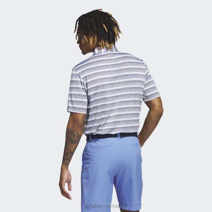 Adidas tricou polo adidas cu dungi gri bicolore bărbați gri/alb 2JBN6363
