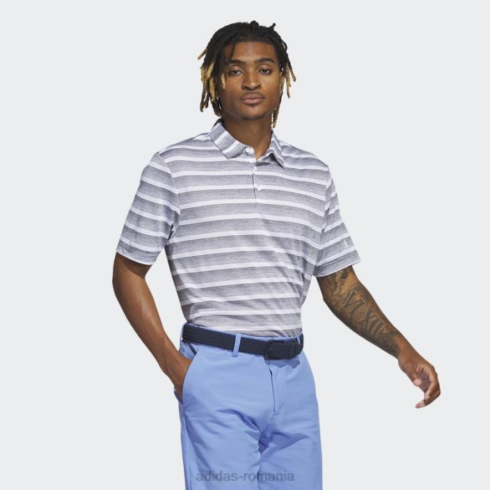 Adidas tricou polo adidas cu dungi gri bicolore bărbați gri/alb 2JBN6363