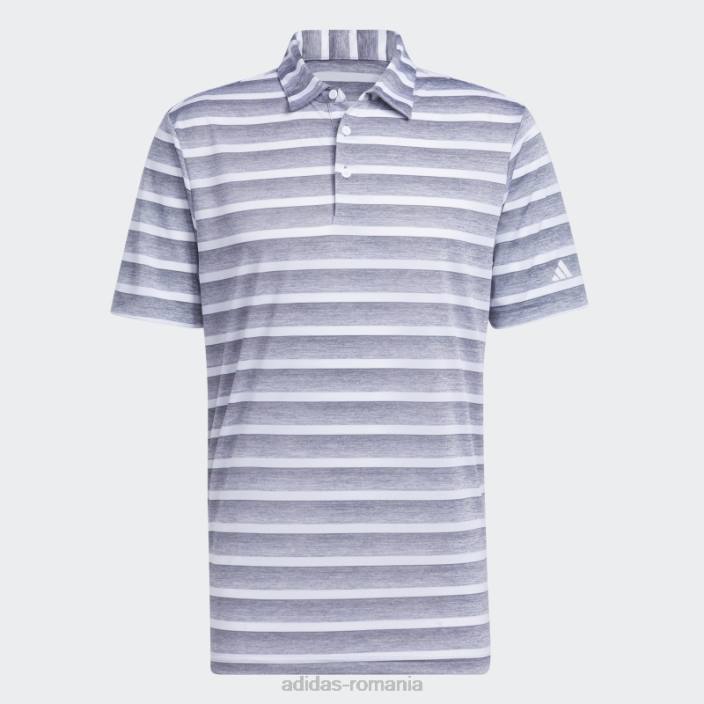 Adidas tricou polo adidas cu dungi gri bicolore bărbați gri/alb 2JBN6363