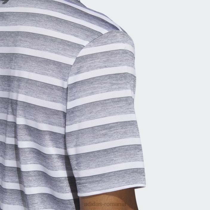 Adidas tricou polo adidas cu dungi gri bicolore bărbați gri/alb 2JBN6363
