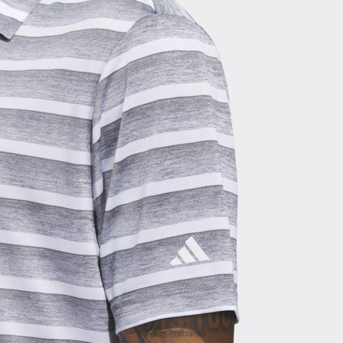 Adidas tricou polo adidas cu dungi gri bicolore bărbați gri/alb 2JBN6363