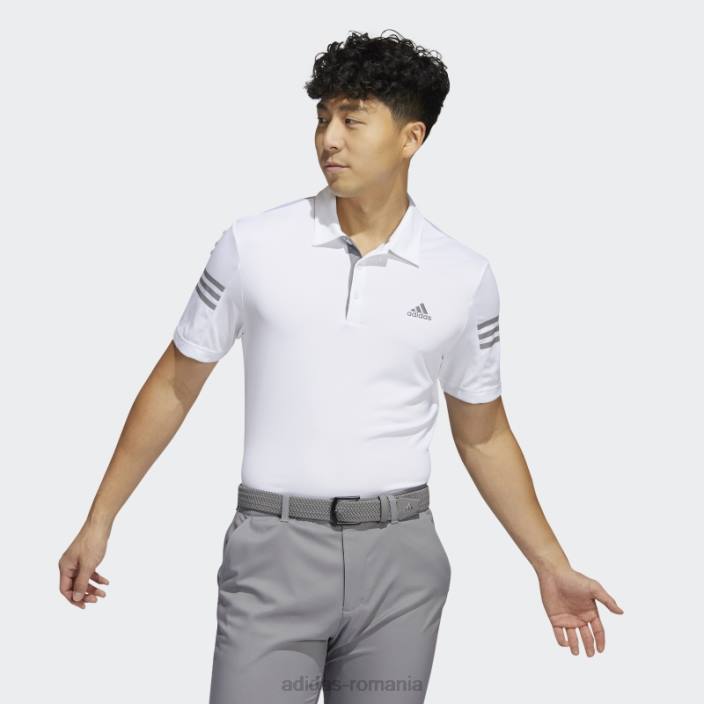 Adidas tricou polo alb cu 3 dungi bărbați alb 2JBN5063