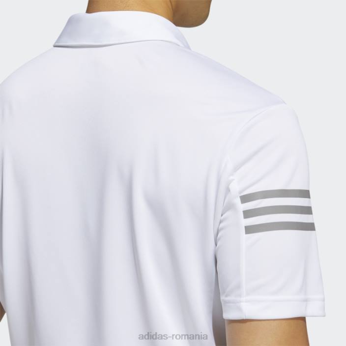Adidas tricou polo alb cu 3 dungi bărbați alb 2JBN5063
