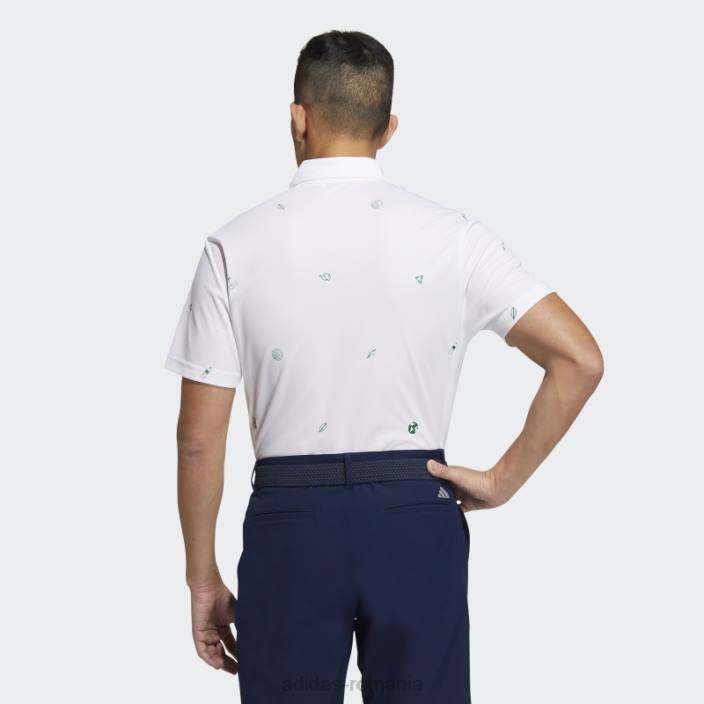 Adidas tricou polo alb play verde monogram bărbați alb 2JBN13234