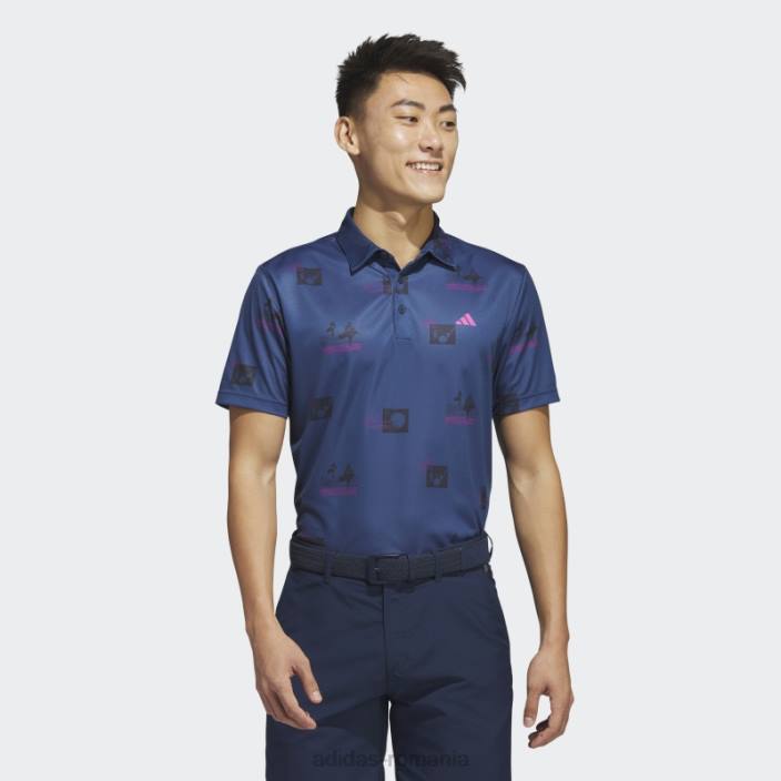 Adidas tricou polo bleumarin cu imprimeu integral bărbați bleumarin/fucsia/negru 2JBN6238