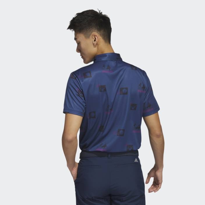 Adidas tricou polo bleumarin cu imprimeu integral bărbați bleumarin/fucsia/negru 2JBN6238