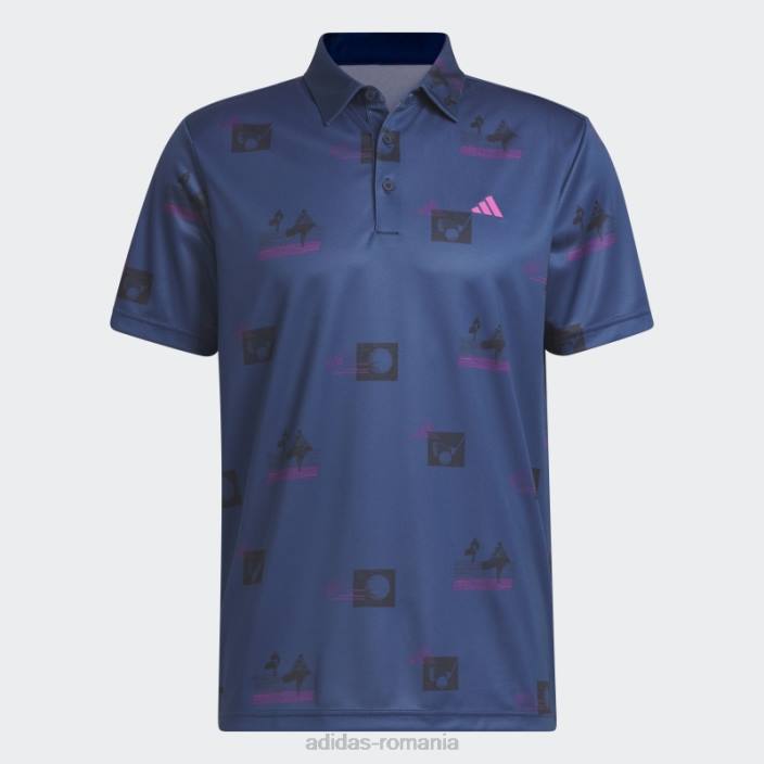 Adidas tricou polo bleumarin cu imprimeu integral bărbați bleumarin/fucsia/negru 2JBN6238