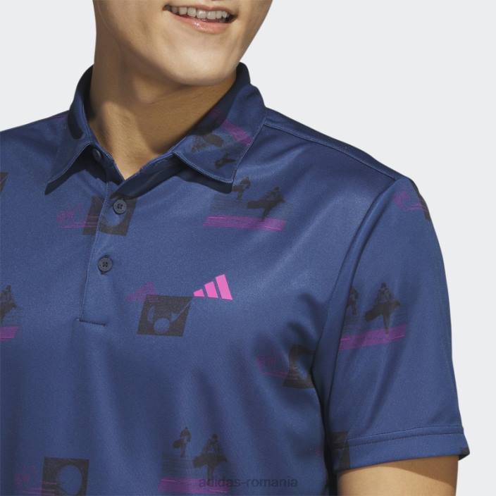 Adidas tricou polo bleumarin cu imprimeu integral bărbați bleumarin/fucsia/negru 2JBN6238