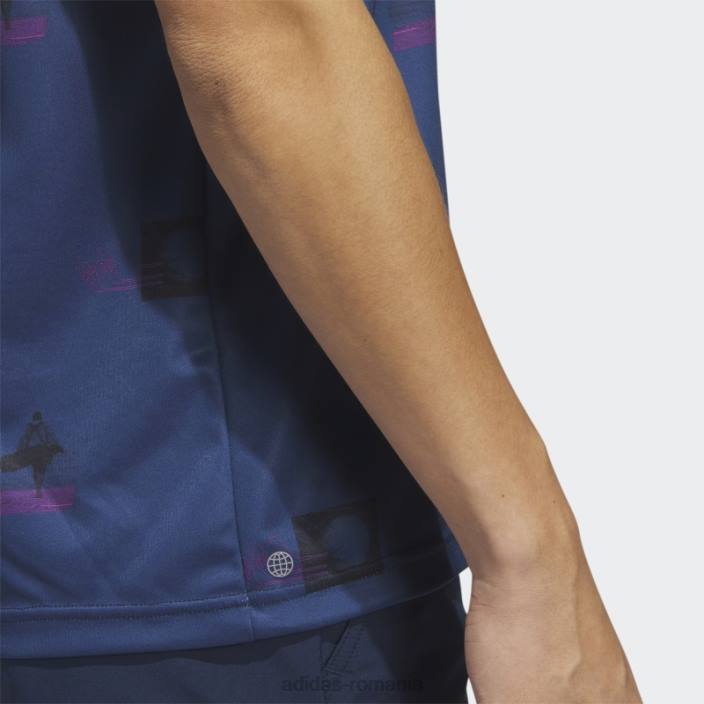 Adidas tricou polo bleumarin cu imprimeu integral bărbați bleumarin/fucsia/negru 2JBN6238