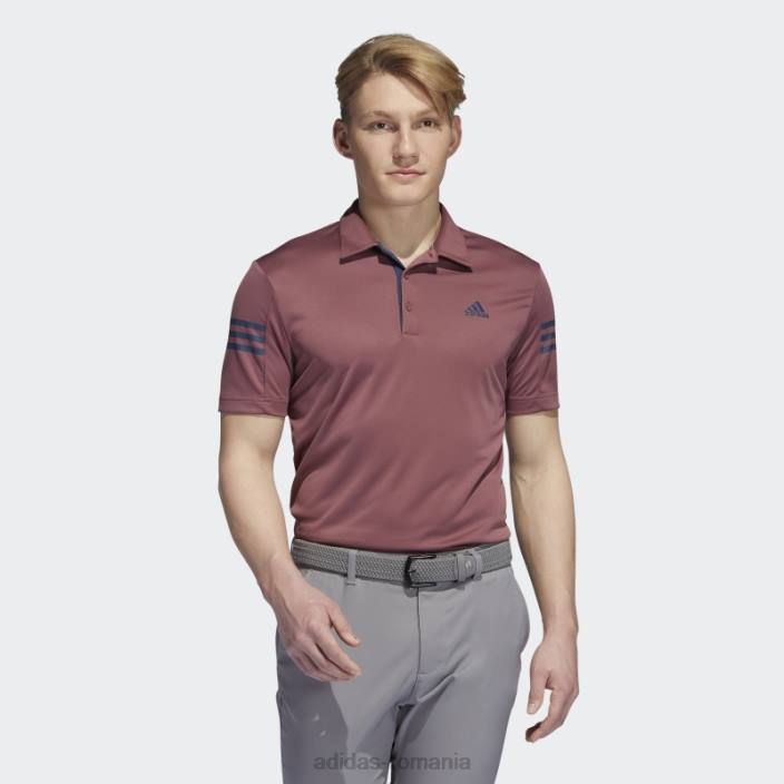 Adidas tricou polo burgundy cu 3 dungi bărbați Burgundia 2JBN6581