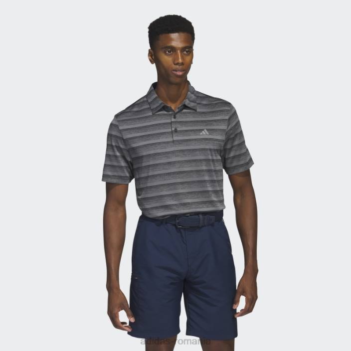 Adidas tricou polo cu dungi gri bărbați gri inchis 2JBN13709
