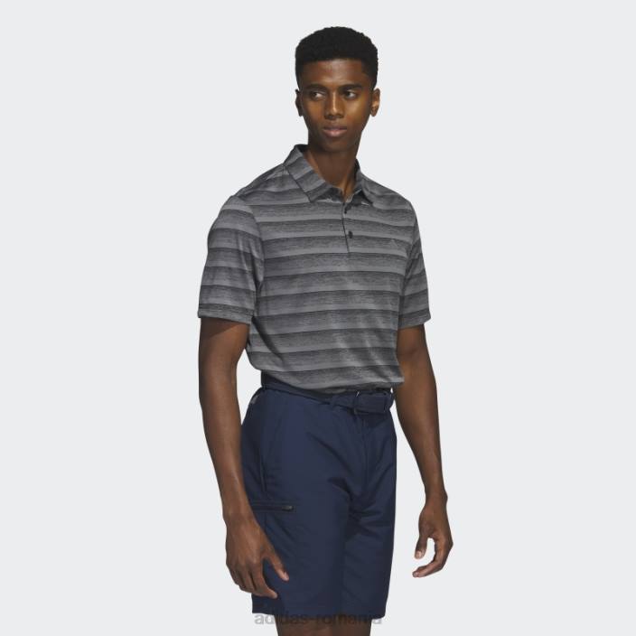 Adidas tricou polo cu dungi gri bărbați gri inchis 2JBN13709