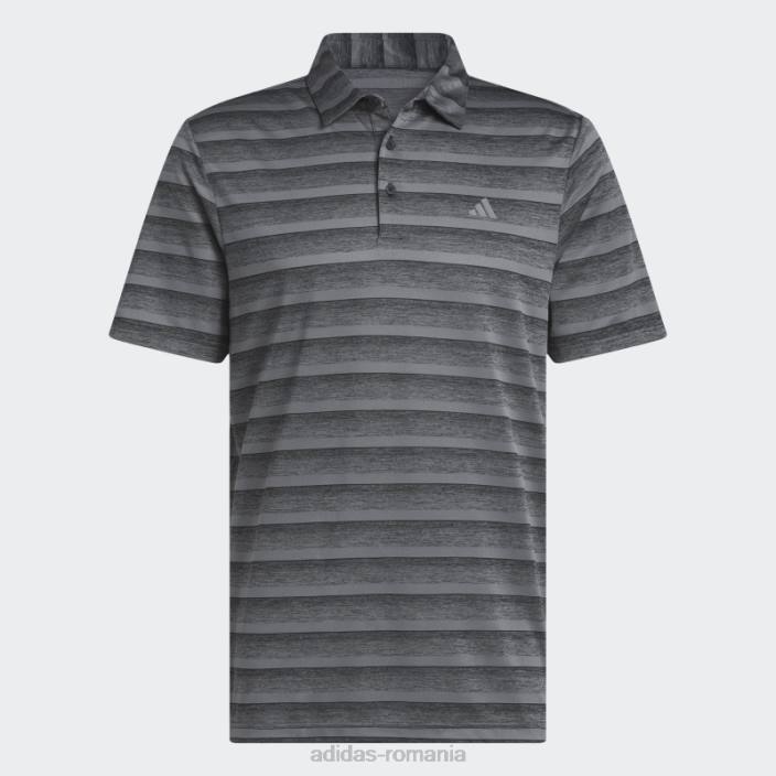 Adidas tricou polo cu dungi gri bărbați gri inchis 2JBN13709