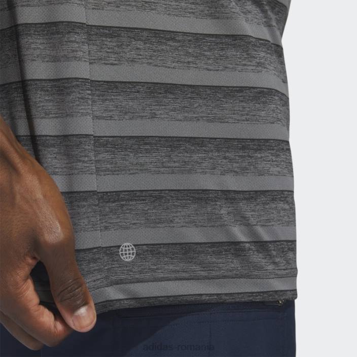 Adidas tricou polo cu dungi gri bărbați gri inchis 2JBN13709