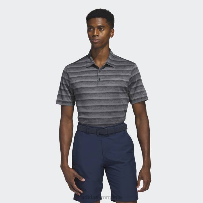 Adidas tricou polo cu dungi gri fashion bărbați gri inchis 2JBN6239