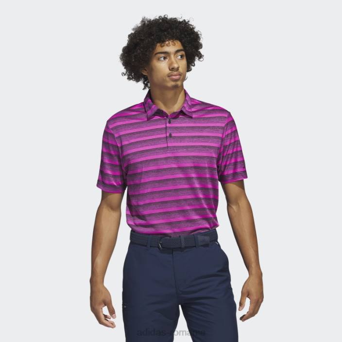 Adidas tricou polo cu dungi negru în două culori bărbați negru/fucsia 2JBN6404
