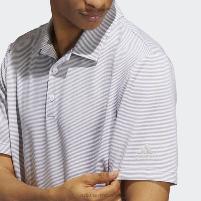 Adidas tricou polo cu dungi ottomane gri bărbați gri/alb 2JBN5780