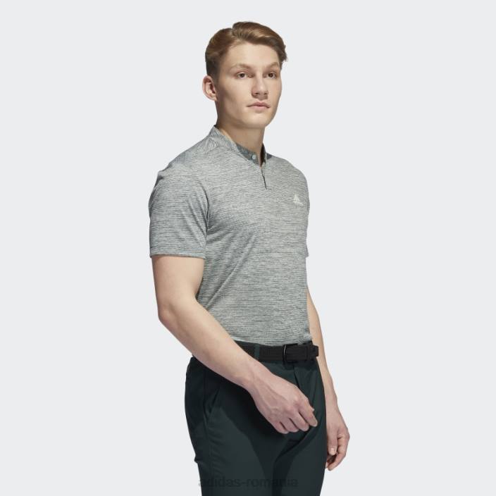 Adidas tricou polo cu dungi texturate verde bărbați verde 2JBN14704