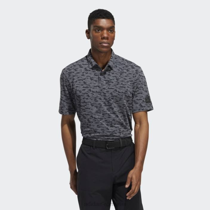 Adidas tricou polo cu imprimeu camo negru bărbați gri inchis 2JBN1519