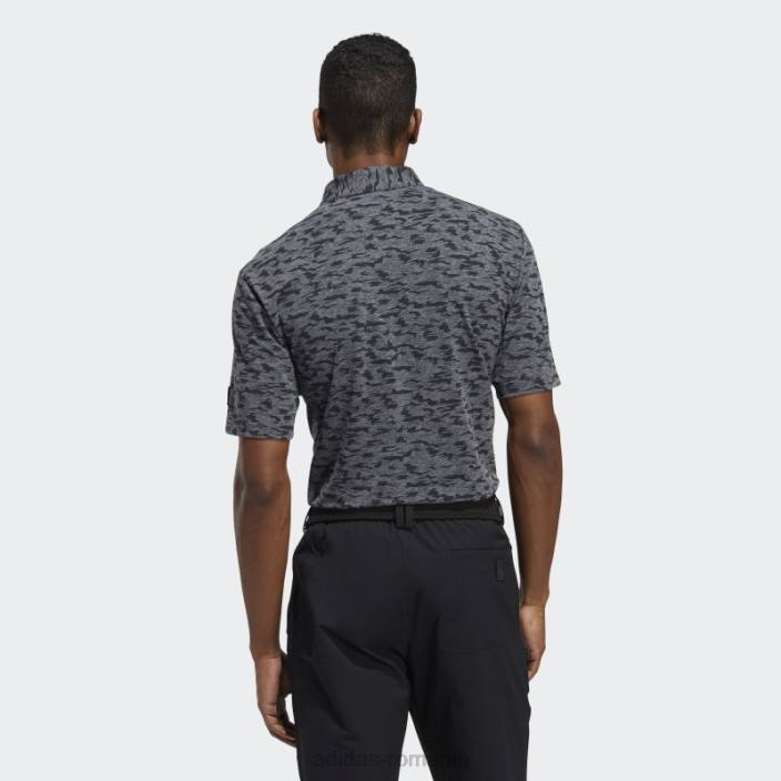 Adidas tricou polo cu imprimeu camo negru bărbați gri inchis 2JBN1519