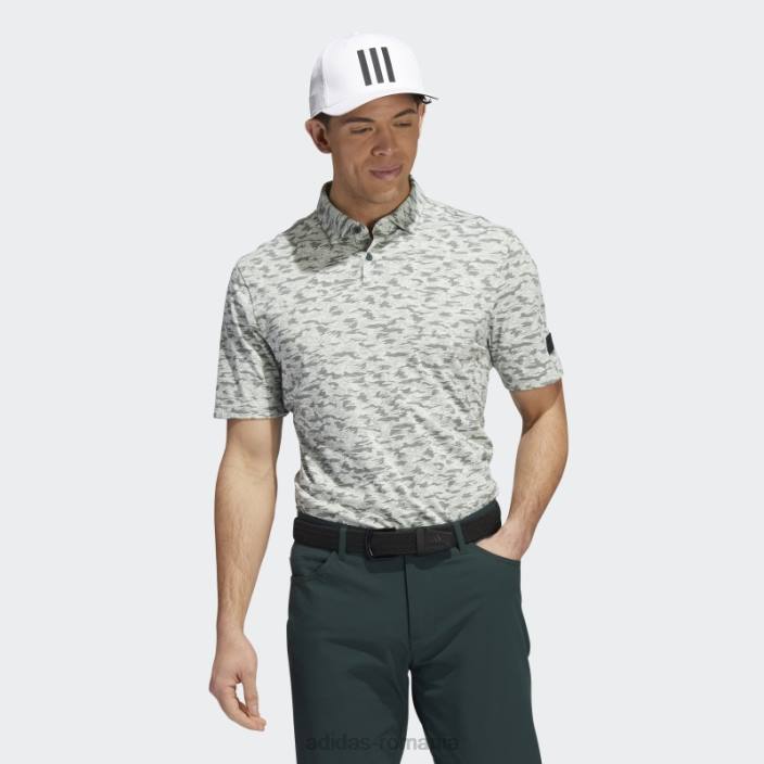 Adidas tricou polo cu imprimeu camo, verde bărbați verde 2JBN14809