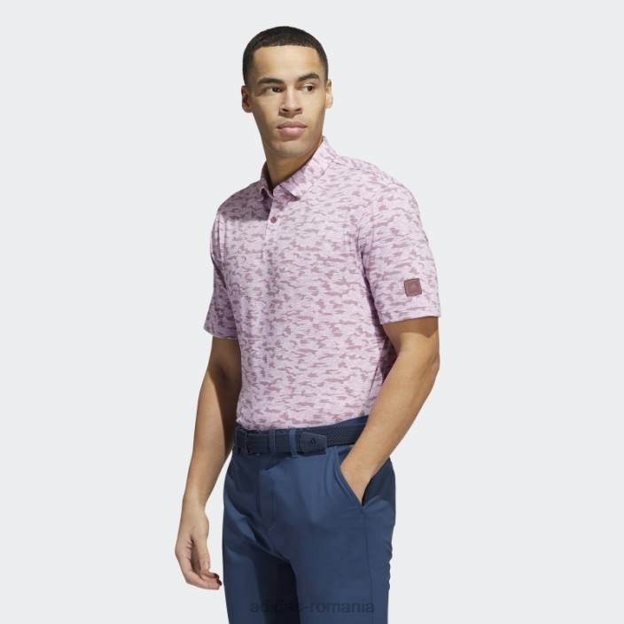 Adidas tricou polo cu imprimeu camo visiniu bărbați visiniu/liliac 2JBN1577