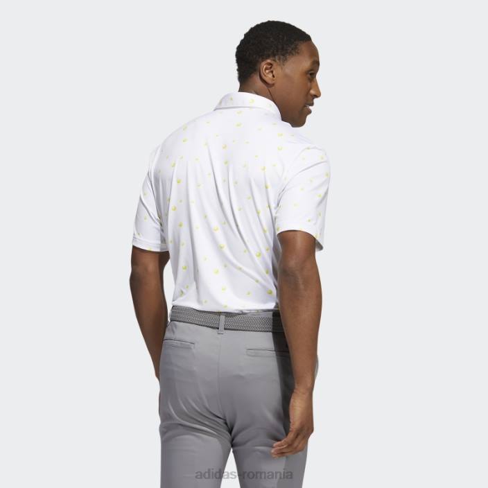 Adidas tricou polo cu imprimeu integral ultimate365 alb bărbați alb/galben/gri 2JBN1606
