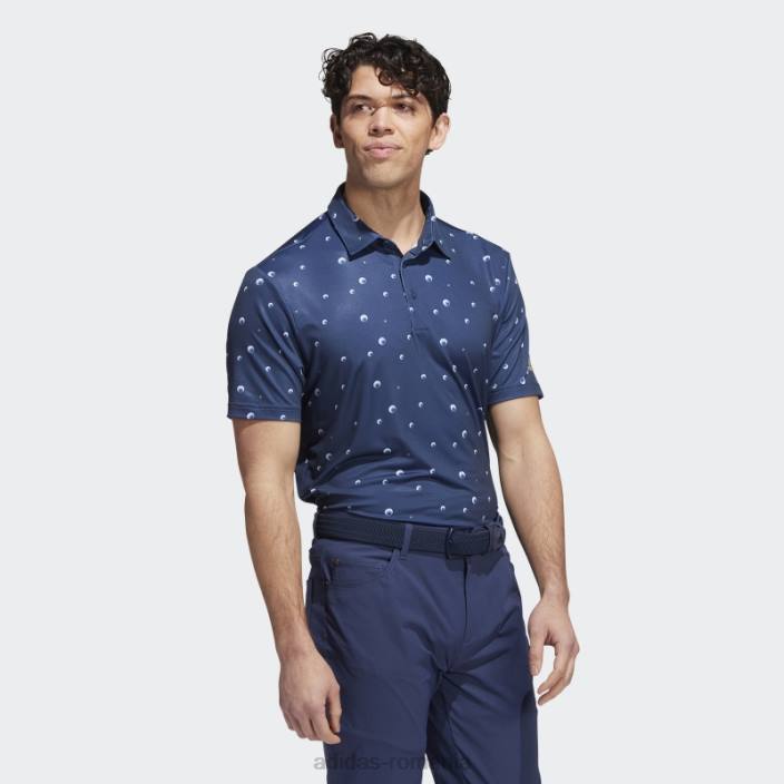 Adidas tricou polo cu imprimeu integral ultimate365 bleumarin bărbați bleumarin/alb/canepa 2JBN6031