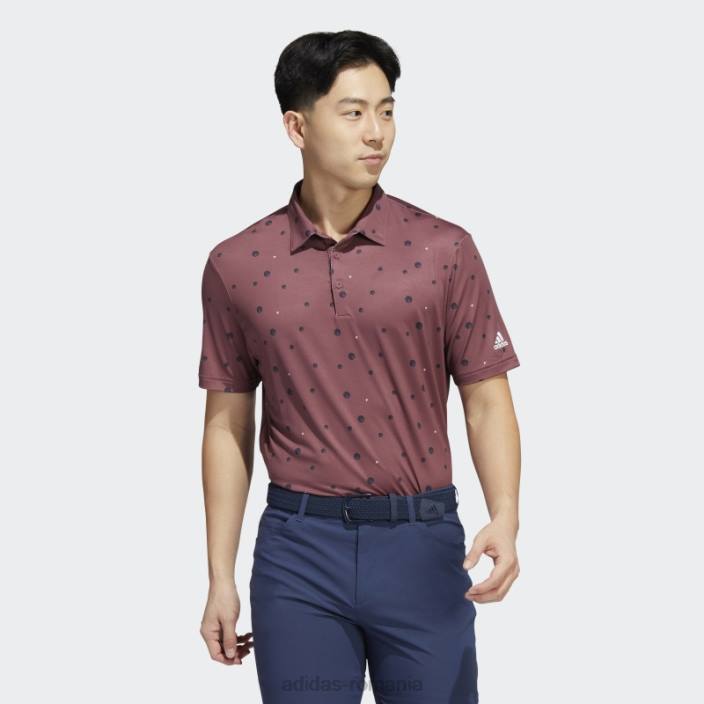 Adidas tricou polo cu imprimeu integral ultimate365 burgundy adidas bărbați visiniu/marine/alb 2JBN1554