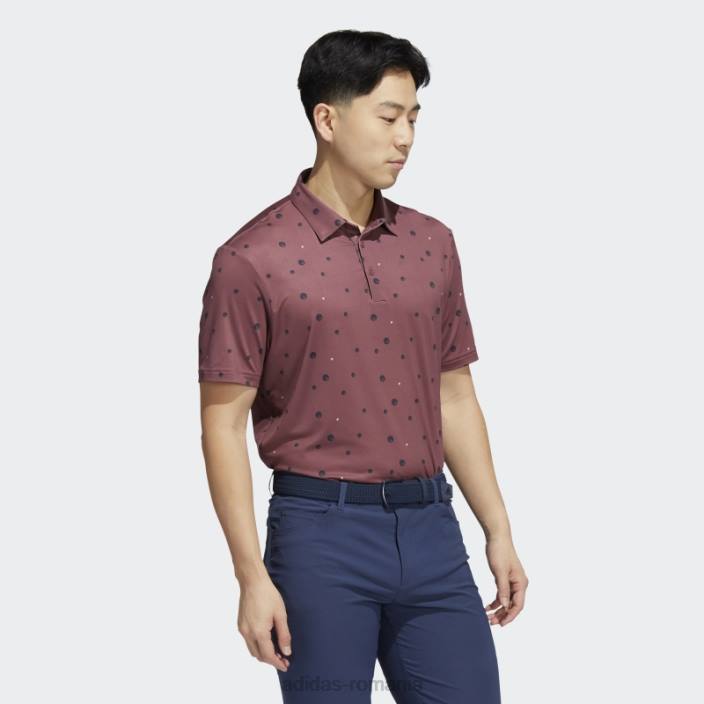 Adidas tricou polo cu imprimeu integral ultimate365 visiniu bărbați visiniu/marine/alb 2JBN14756