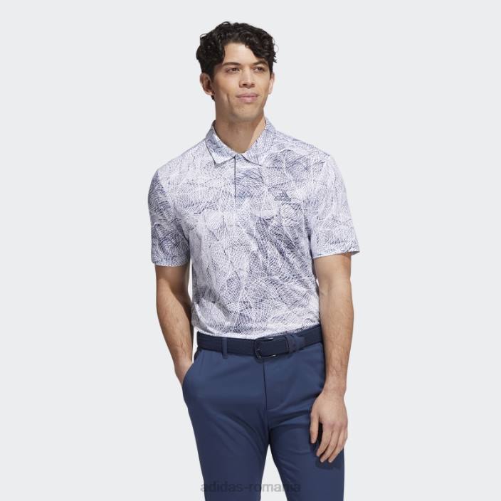 Adidas tricou polo cu imprimeu în mișcare alb adidas bărbați alb/marinier 2JBN1098
