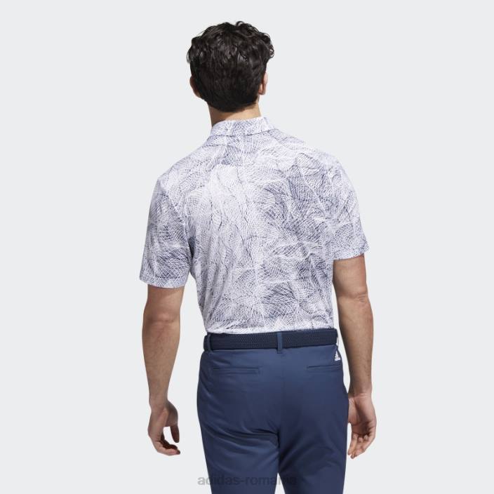 Adidas tricou polo cu imprimeu în mișcare alb adidas bărbați alb/marinier 2JBN1098