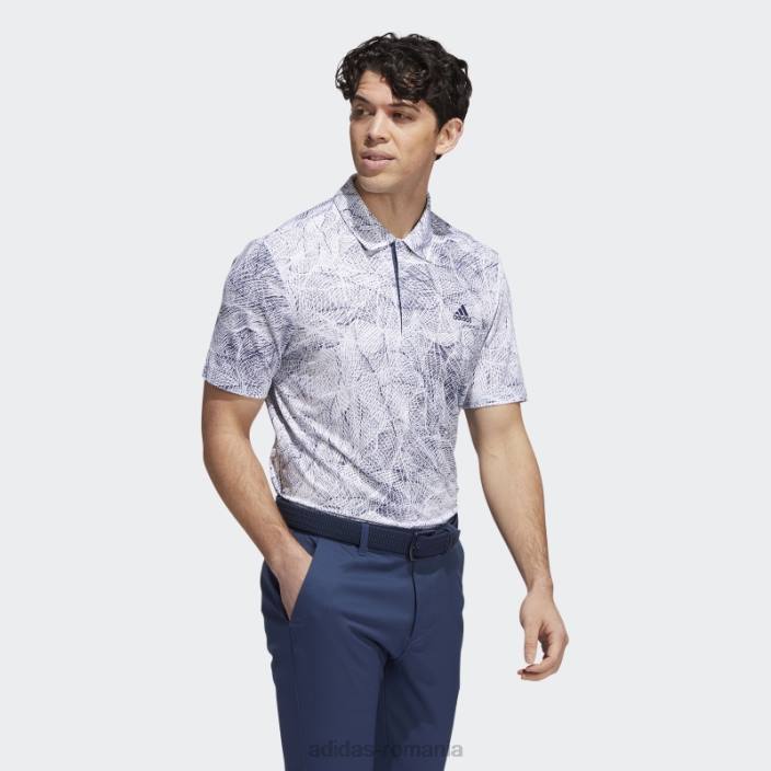 Adidas tricou polo cu imprimeu în mișcare alb adidas bărbați alb/marinier 2JBN1098