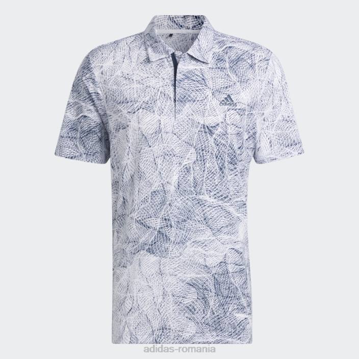 Adidas tricou polo cu imprimeu în mișcare alb adidas bărbați alb/marinier 2JBN1098