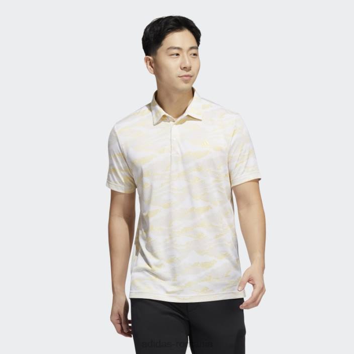 Adidas tricou polo cu imprimeu orizont alb bărbați alb/beatitudine/galben 2JBN14978