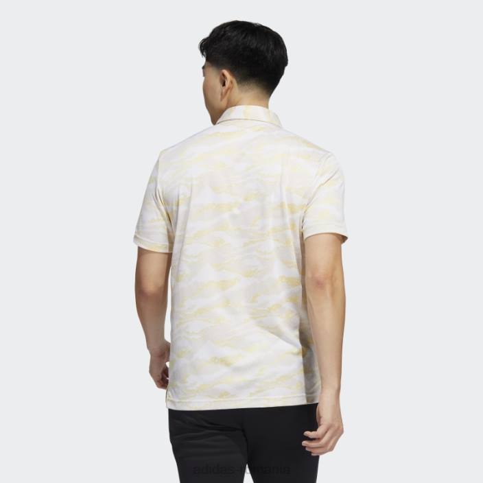Adidas tricou polo cu imprimeu orizont alb bărbați alb/beatitudine/galben 2JBN14978