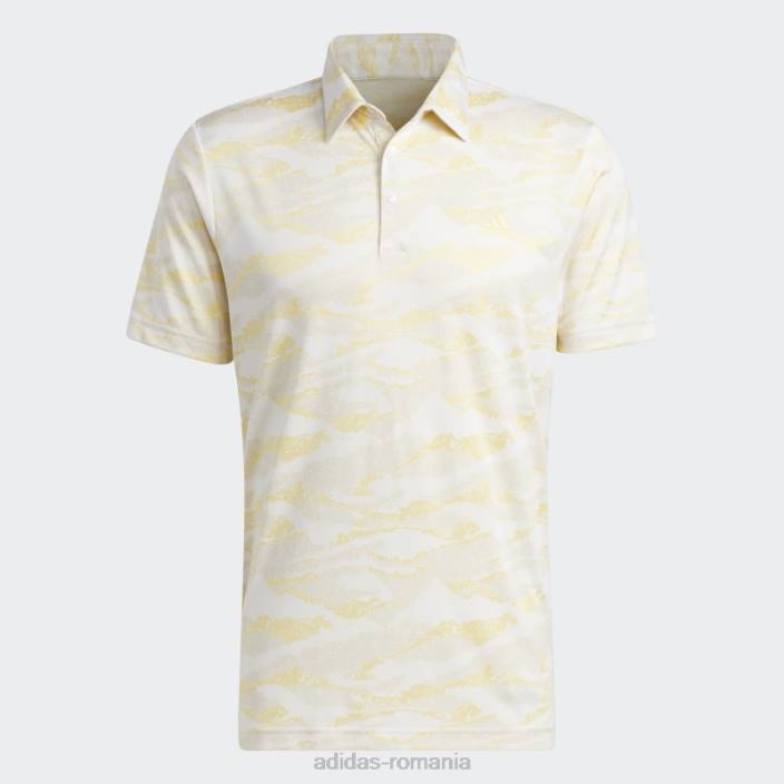 Adidas tricou polo cu imprimeu orizont alb bărbați alb/beatitudine/galben 2JBN14978