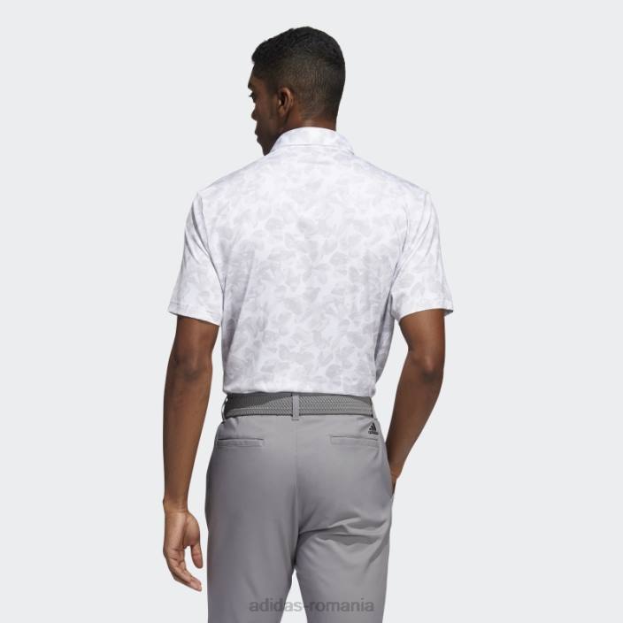 Adidas tricou polo cu imprimeu prisma alb bărbați alb/gri 2JBN1123