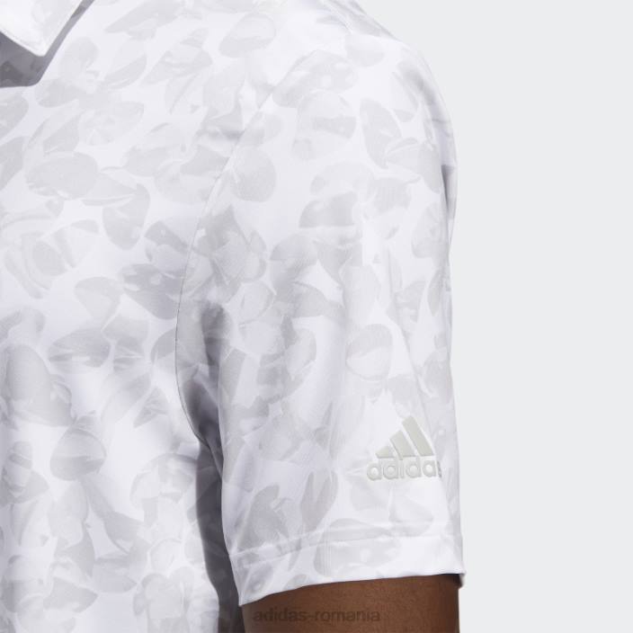 Adidas tricou polo cu imprimeu prisma alb bărbați alb/gri 2JBN1123