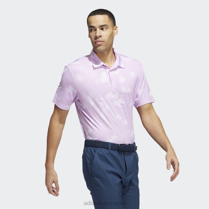 Adidas tricou polo cu imprimeu stropit liliac adidas bărbați liliac/alb 2JBN1602