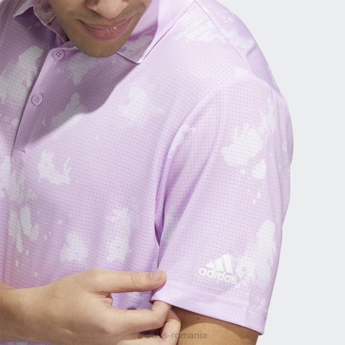 Adidas tricou polo cu imprimeu stropit liliac adidas bărbați liliac/alb 2JBN1602