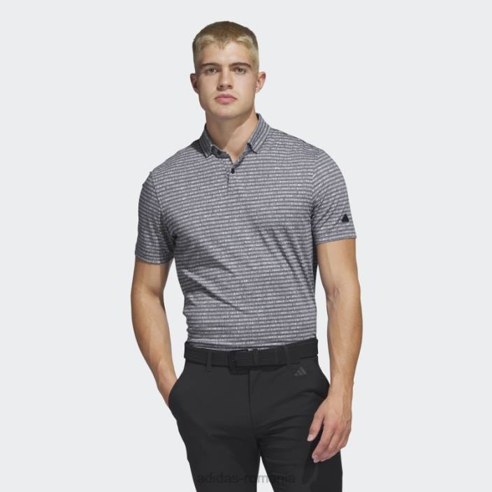 Adidas tricou polo de golf cu dungi negru bărbați negru 2JBN5989
