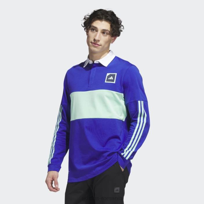 Adidas tricou polo de golf cu mânecă lungă adicross albastru bărbați albastru 2JBN5858