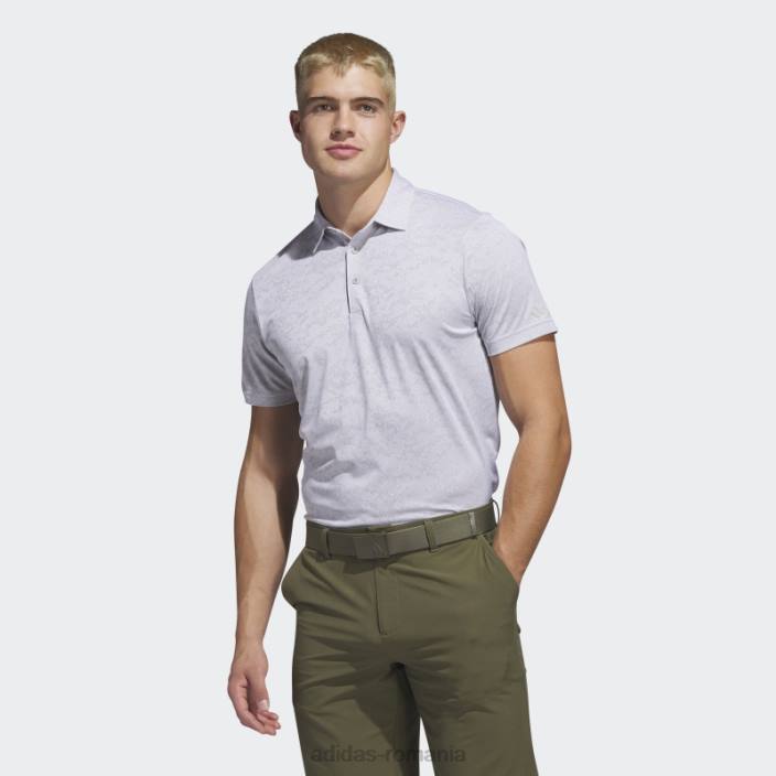 Adidas tricou polo de golf din jacquard alb texturat bărbați alb/gri 2JBN6094