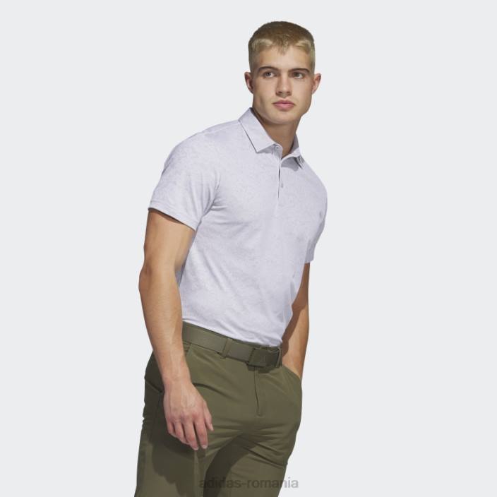 Adidas tricou polo de golf din jacquard alb texturat bărbați alb/gri 2JBN6094