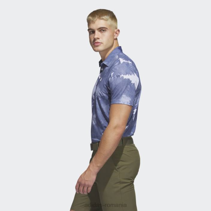 Adidas tricou polo de golf din plasă cu flori albe bărbați alb/marinier 2JBN6095