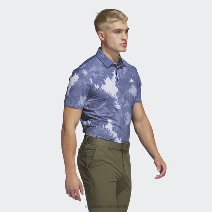 Adidas tricou polo de golf din plasă cu flori albe bărbați alb/marinier 2JBN6095