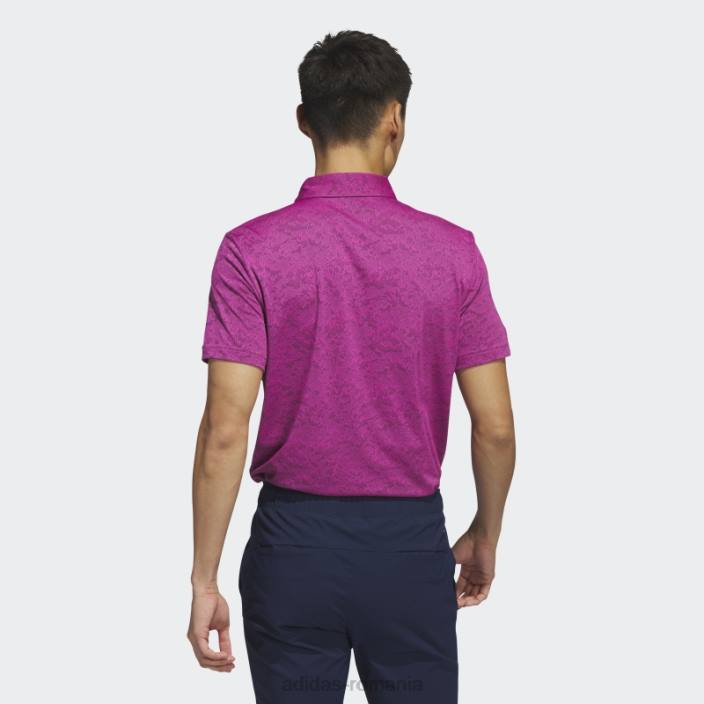 Adidas tricou polo de golf jacquard texturat fucsia bărbați fucsia/negru 2JBN6485