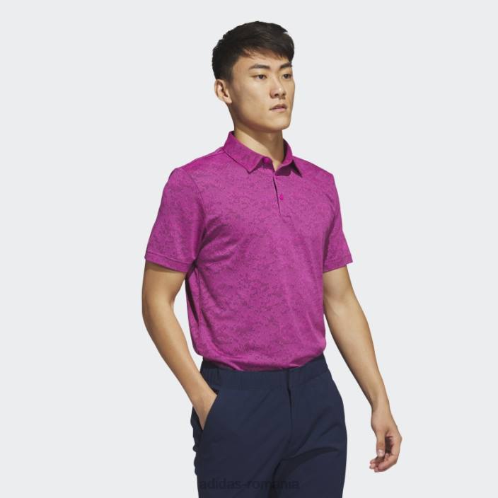 Adidas tricou polo de golf jacquard texturat fucsia bărbați fucsia/negru 2JBN6485