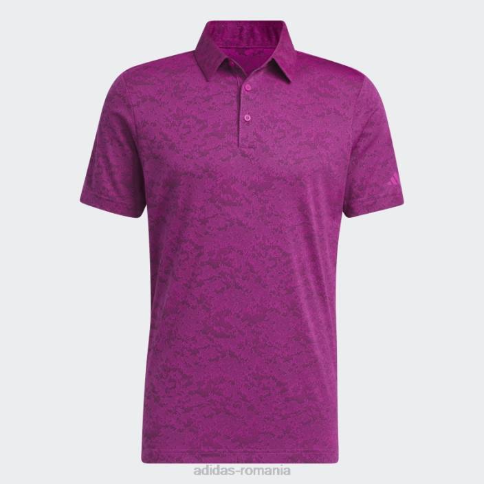 Adidas tricou polo de golf jacquard texturat fucsia bărbați fucsia/negru 2JBN6485